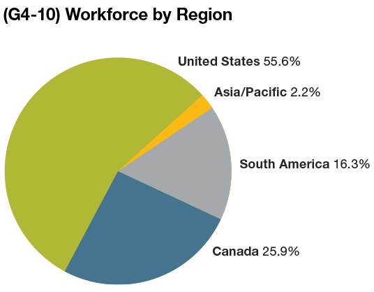 Workforce by region chart